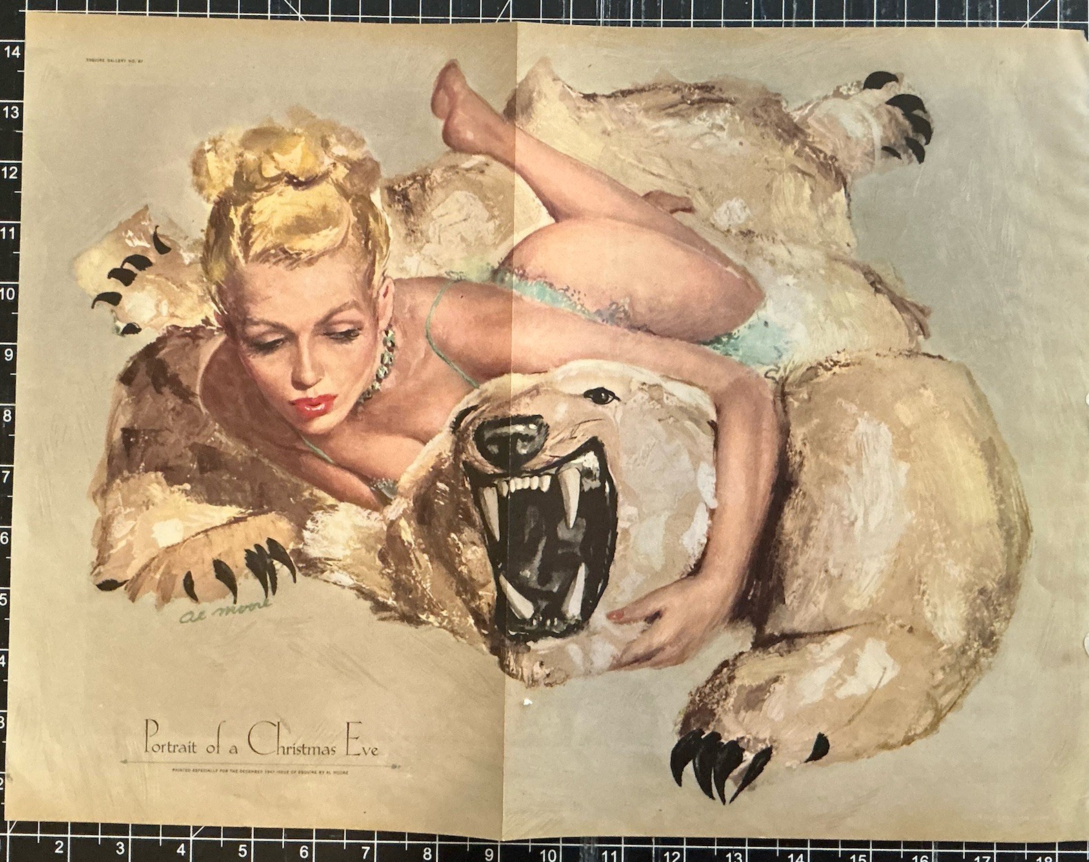 Vintage 1947 ESQUIRE Art Pinup PORTRAIT of a CHRISTMAS EVE by AL MOORE December
