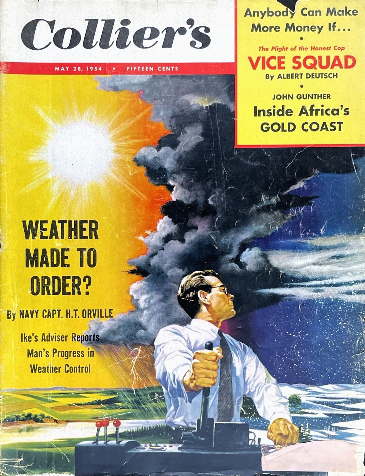 Collier’s May 28 1954 Weather Made To Order H.T. Orville Control Vtg Mag Cover