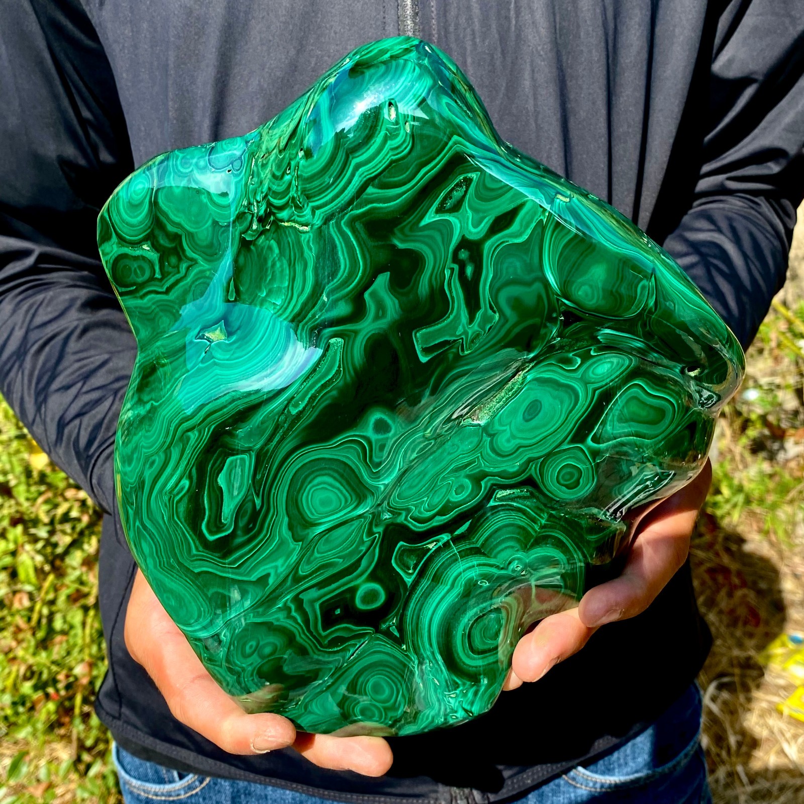 9.4LB  Natural Polished Malachite Freeform Specimen Banded Green Mineral Home De
