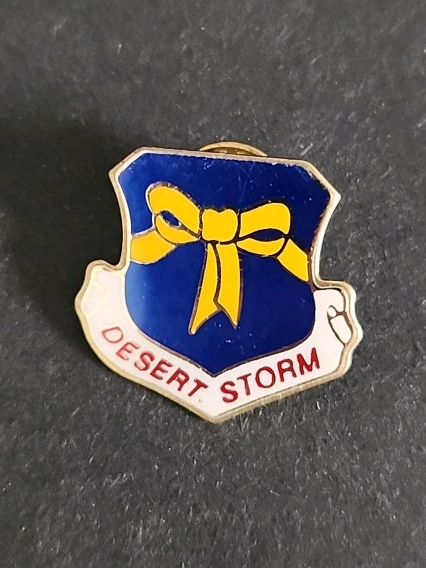 Rjkstamps Vintage 1991 Desert Storm Lapel Hat Shield Military Pin Yellow Ribbon Rjkstamps Vintage 1991 Desert Storm Lapel Hat Shield Military Pin Yellow Ribbon