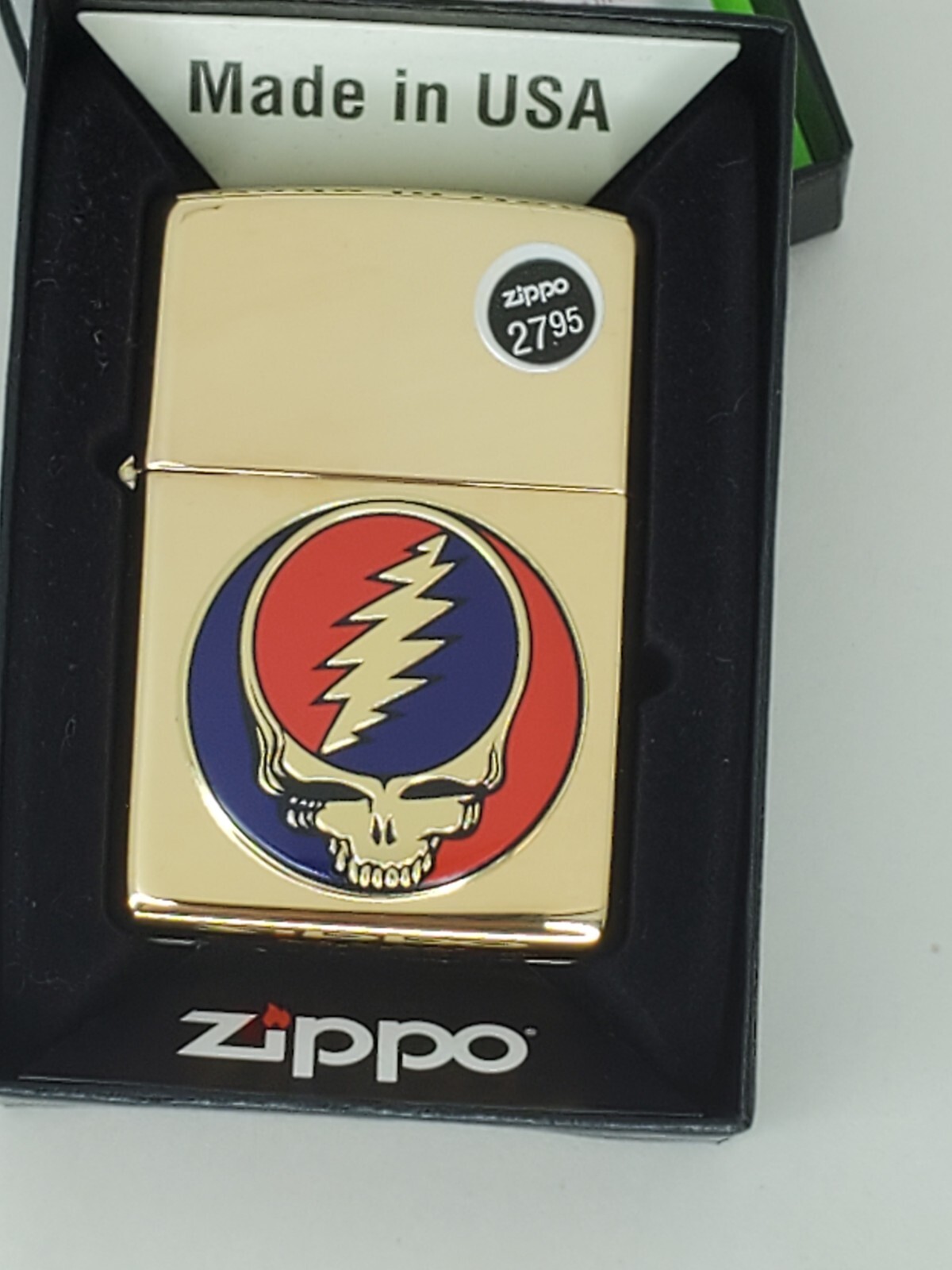 The Grateful Dead Steal Your Face Zippo Lighter Jerry Garcia - High Polish Brass The Grateful Dead Steal Your Face Zippo Lighter Jerry Garcia - High Polish Brass