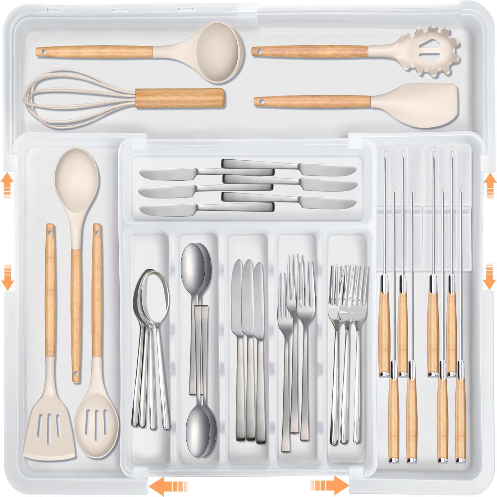 Silverware Organizer for Kitchen Drawer Expandable Utensil Drawer Organizer