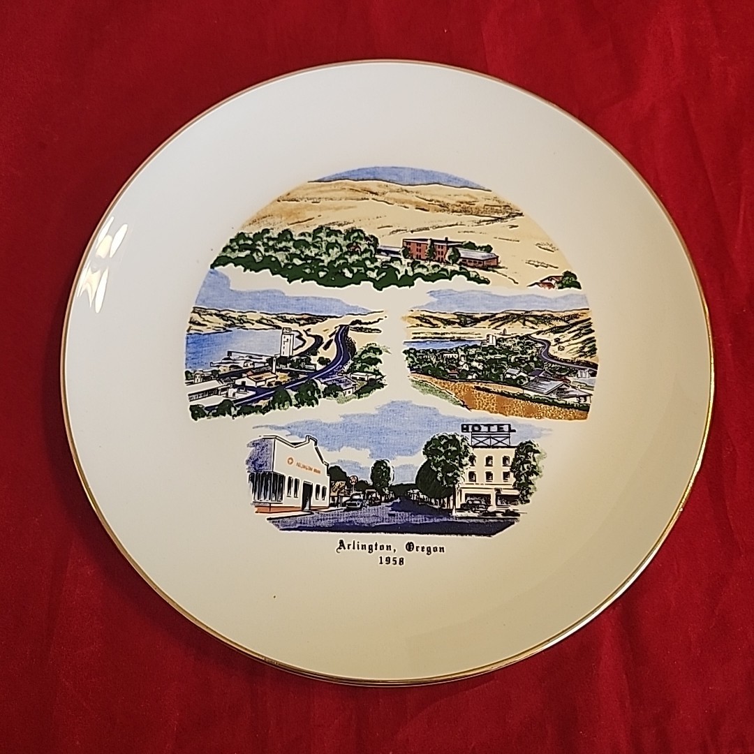 Vintage Arlington Oregon Souvenir Plate 1958 World Wide Art Studios