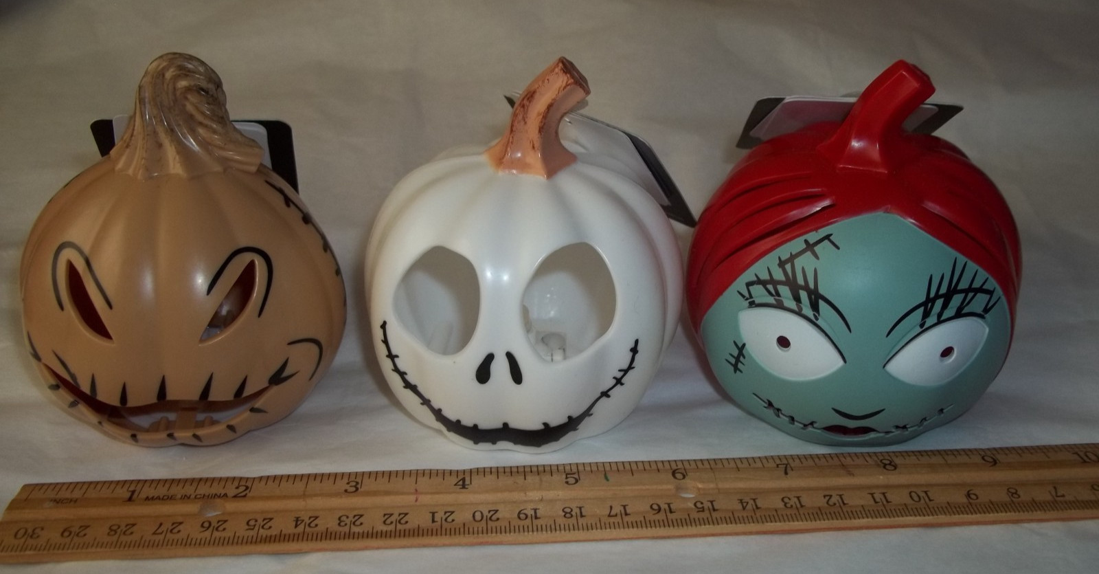 nwt Nightmare Before Christmas light up pumpkins Jack Sally Oogie Halloween 30th