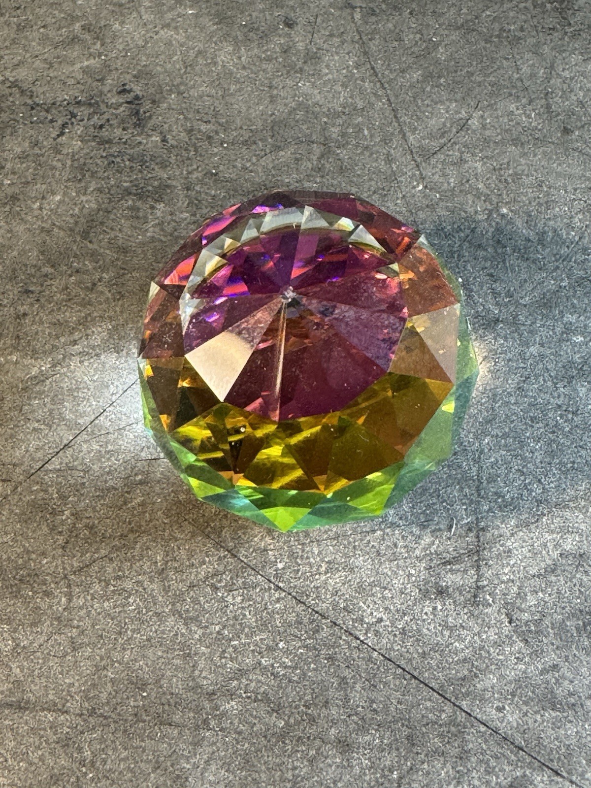 VTG 70s 80s Swarovski Vitrail Medium Crystal Round Paperweight 40mm Iridescent