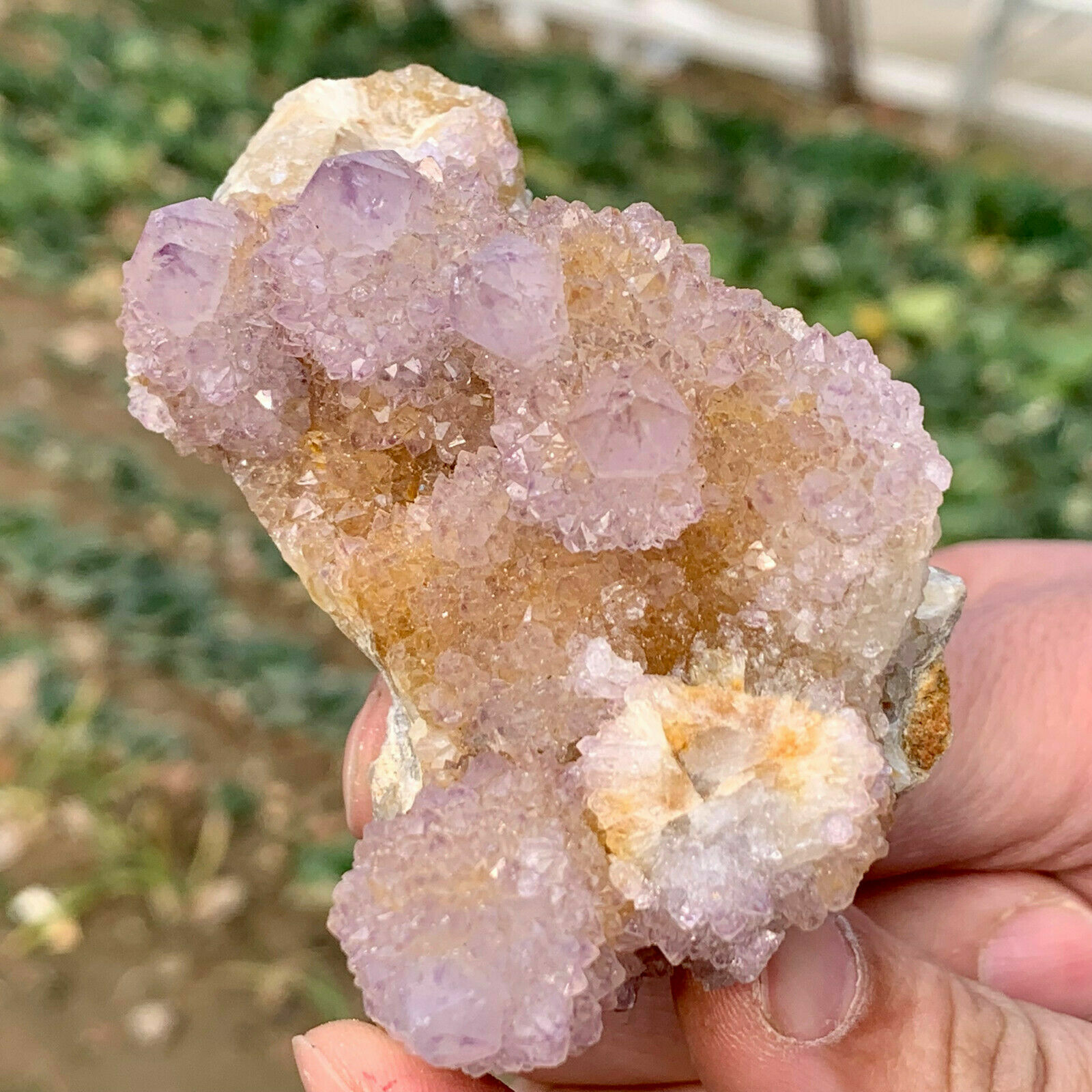 130g Natural RARE Cactus Amethyst Geode Quartz Crystal Cluster Specimen Healing 130g Natural RARE Cactus Amethyst Geode Quartz Crystal Cluster Specimen Healing
