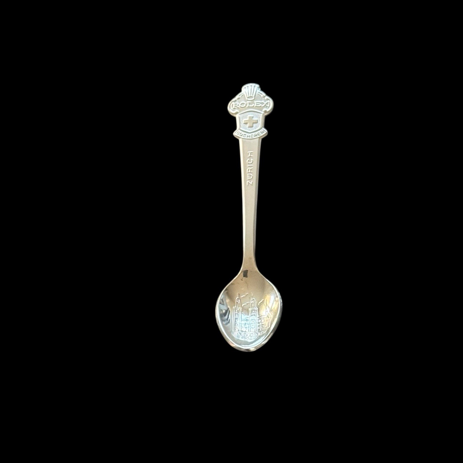 Vintage ROLEX Bucherer Of Switzerland Zurich Souvenir Spoon Church Silver Logo