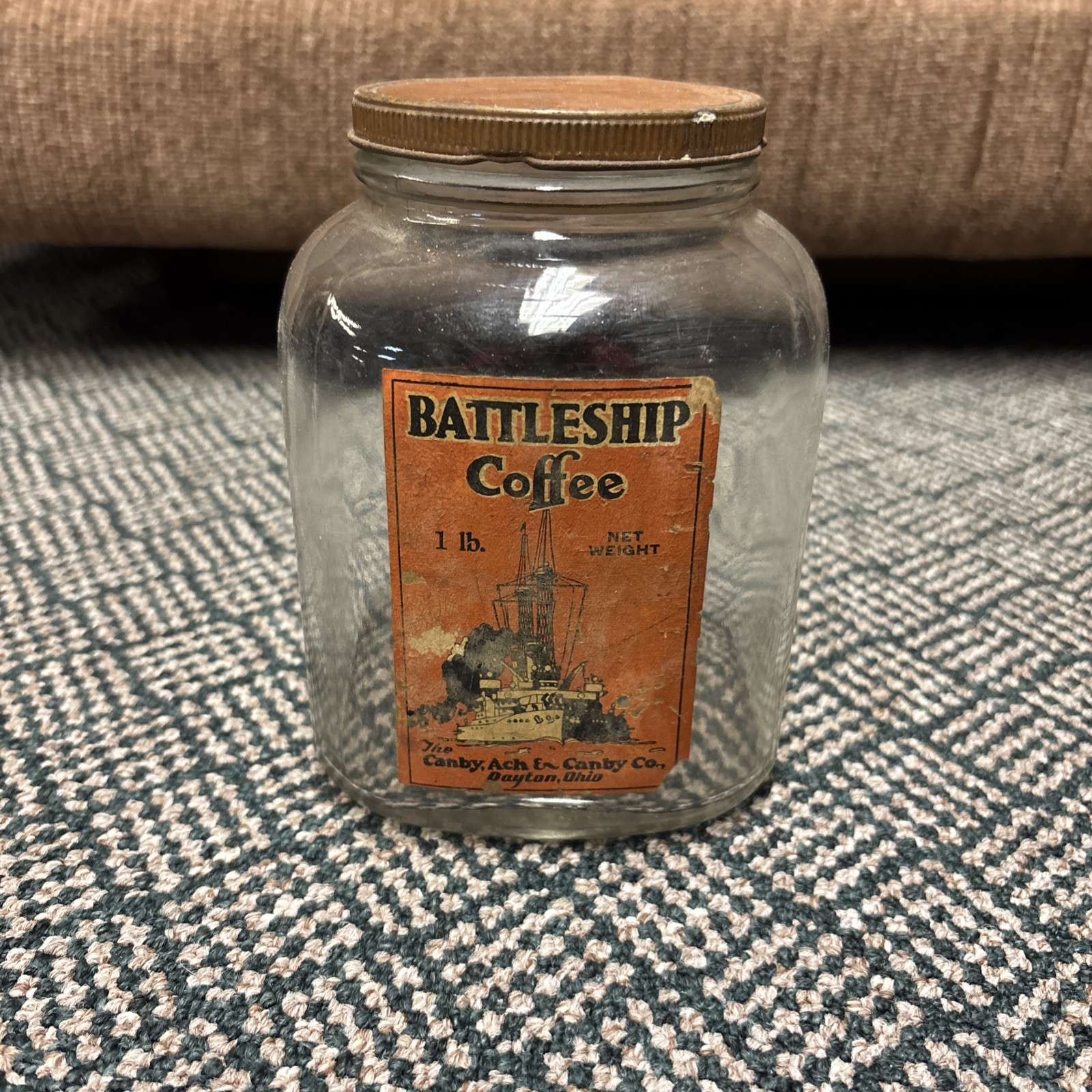 One Of A Kind Vintage Battleship Coffee Jar SCULL CO ADVERTISING KITCHEN SPICE One Of A Kind Vintage Battleship Coffee Jar SCULL CO ADVERTISING KITCHEN SPICE