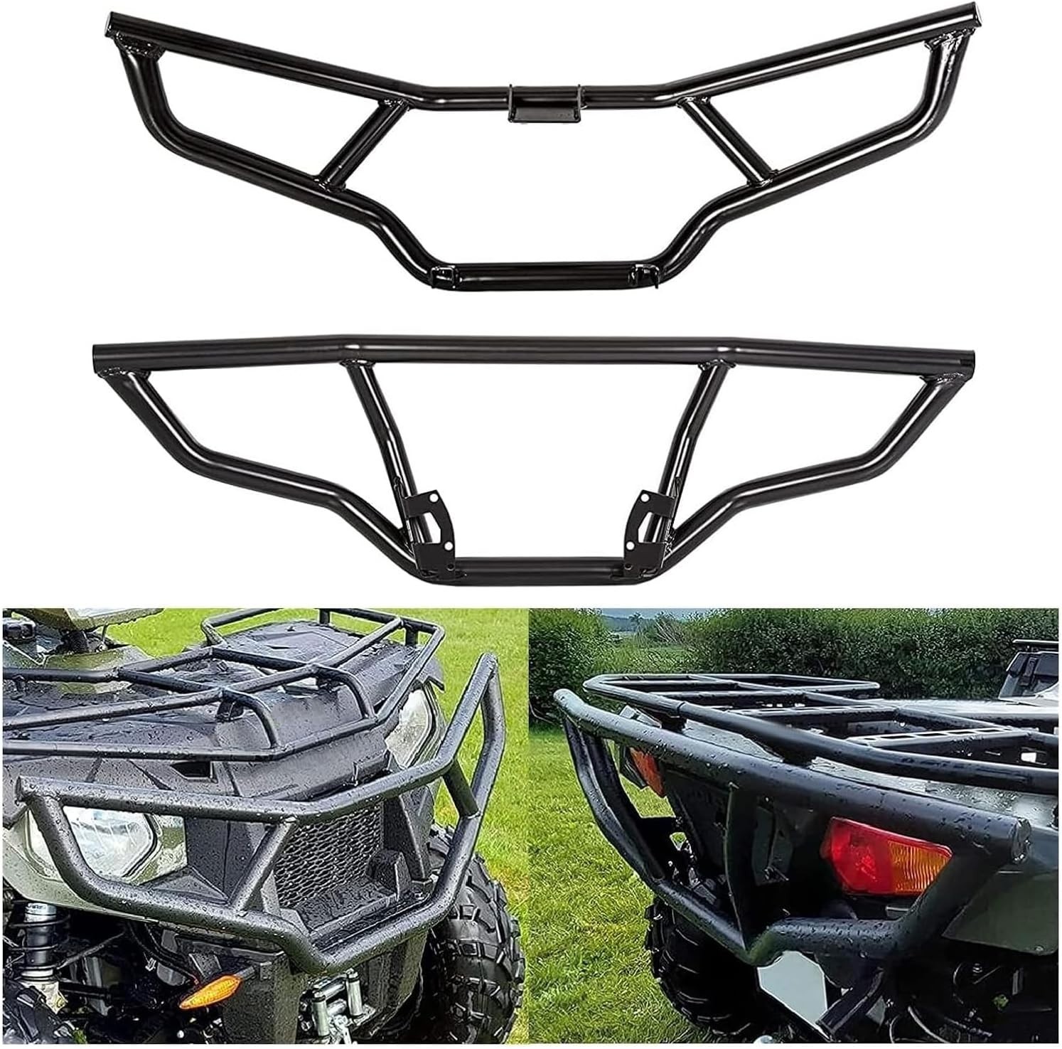 Front & Rear Brush Guard Bumper 2Pcs Compatible with 2014-2024 Polaris Sportsman