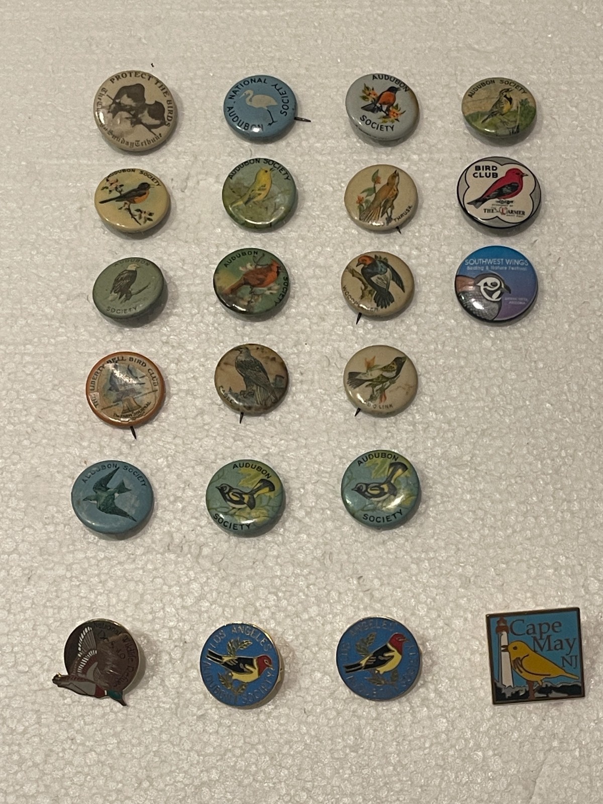 Lot Audubon Society Liberty Bell Bird Club Pinback Button 22 Antique Celluloid
