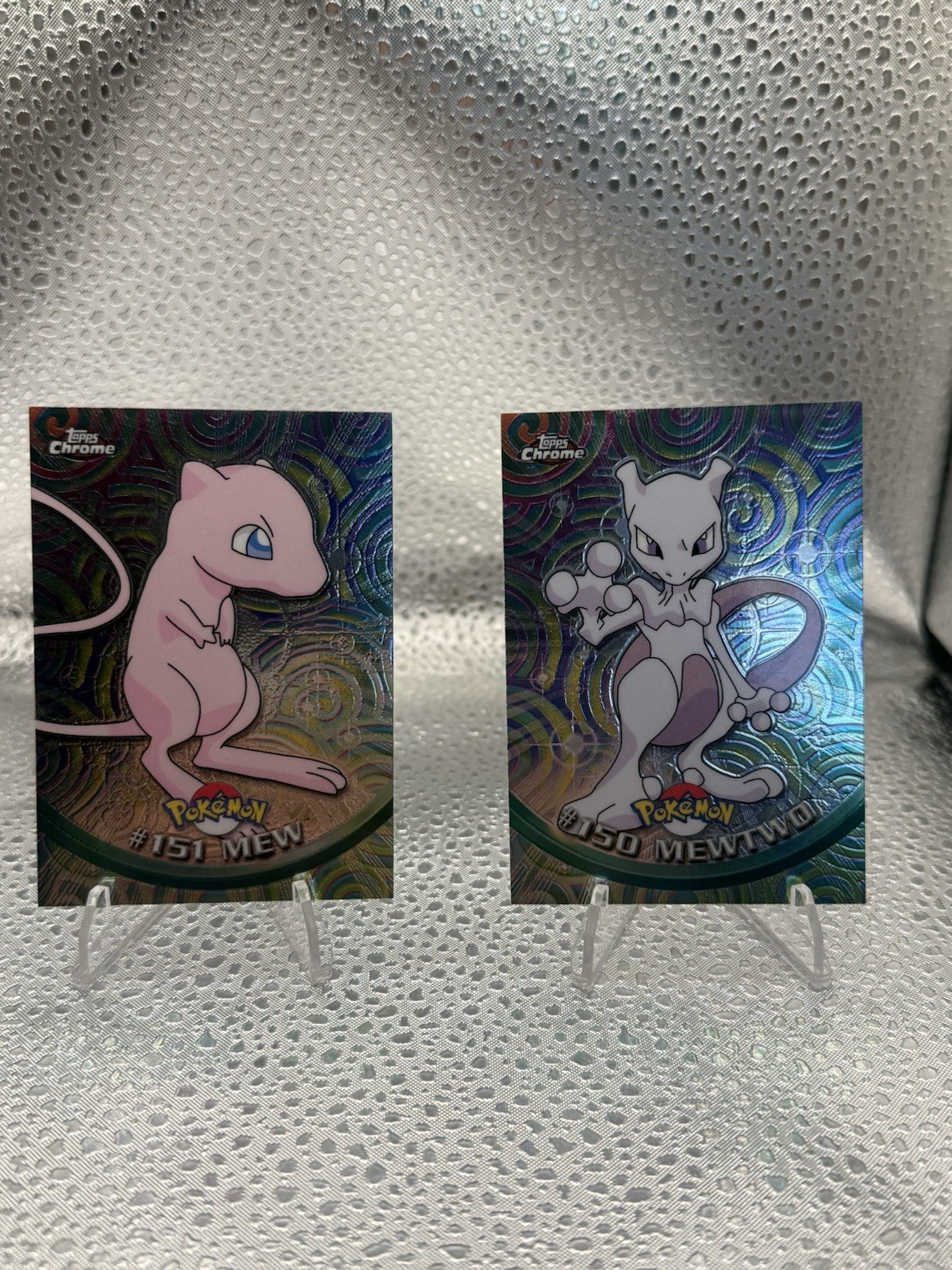 2000’s Topps Chrome Mew #151 & Mewtwo #150 Base Holo Near Mint Condition
