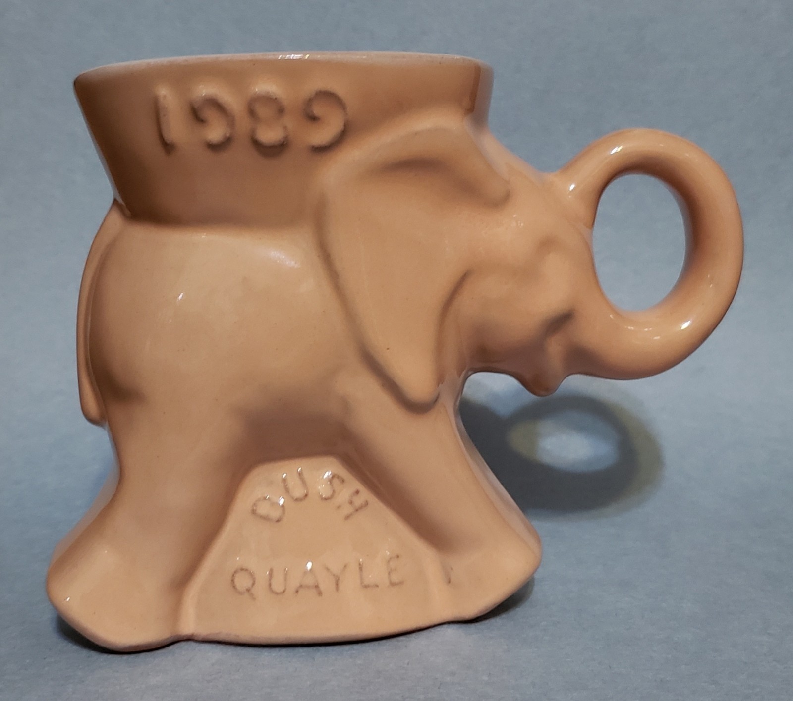 Frankoma Pottery Elephant Mug Cup Presidential GOP 1989 Bush Quayle Made In USA