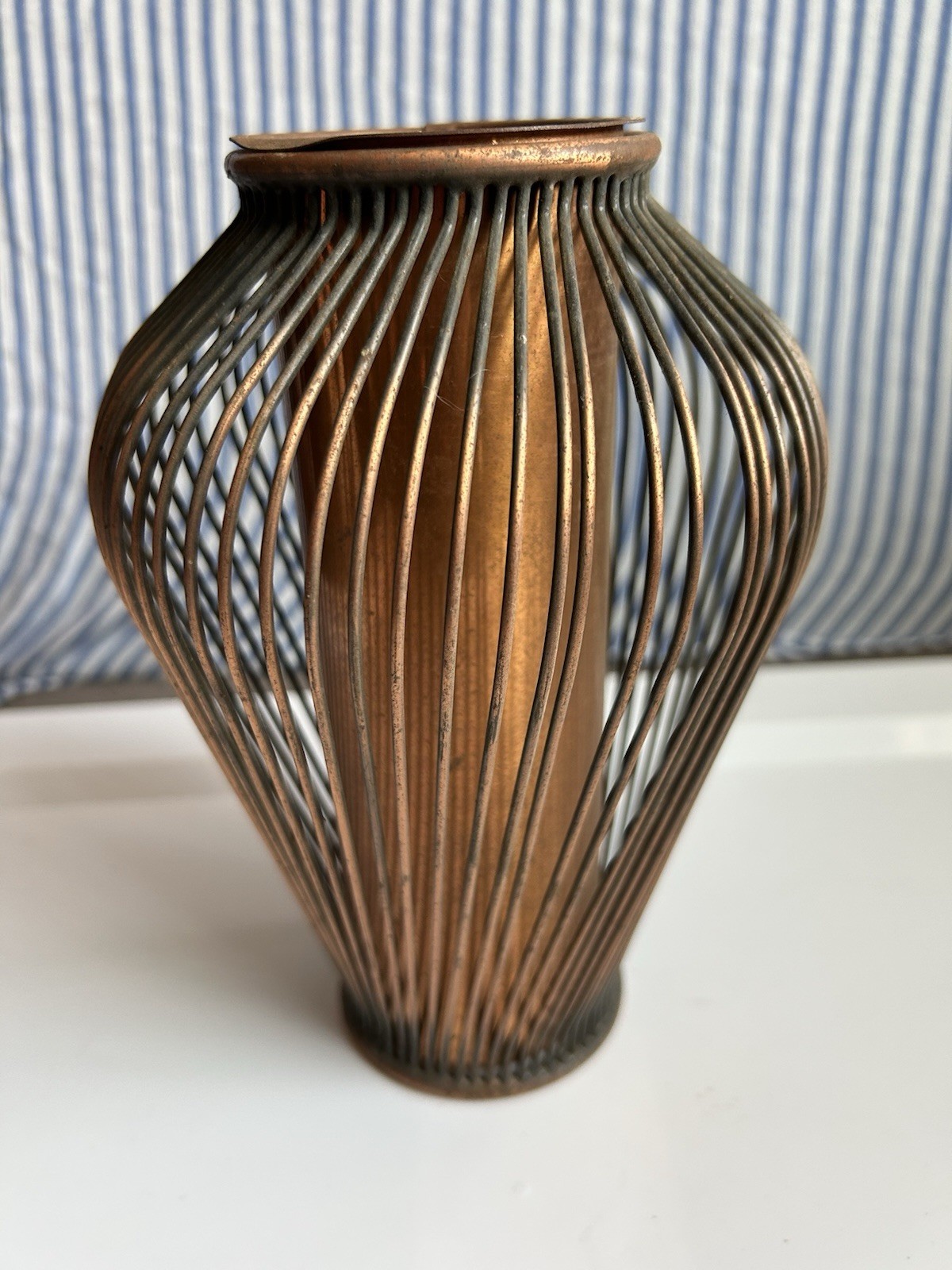 Mid Century Japanese Ikebana Curved Vase Arrangement Modernist Vintage