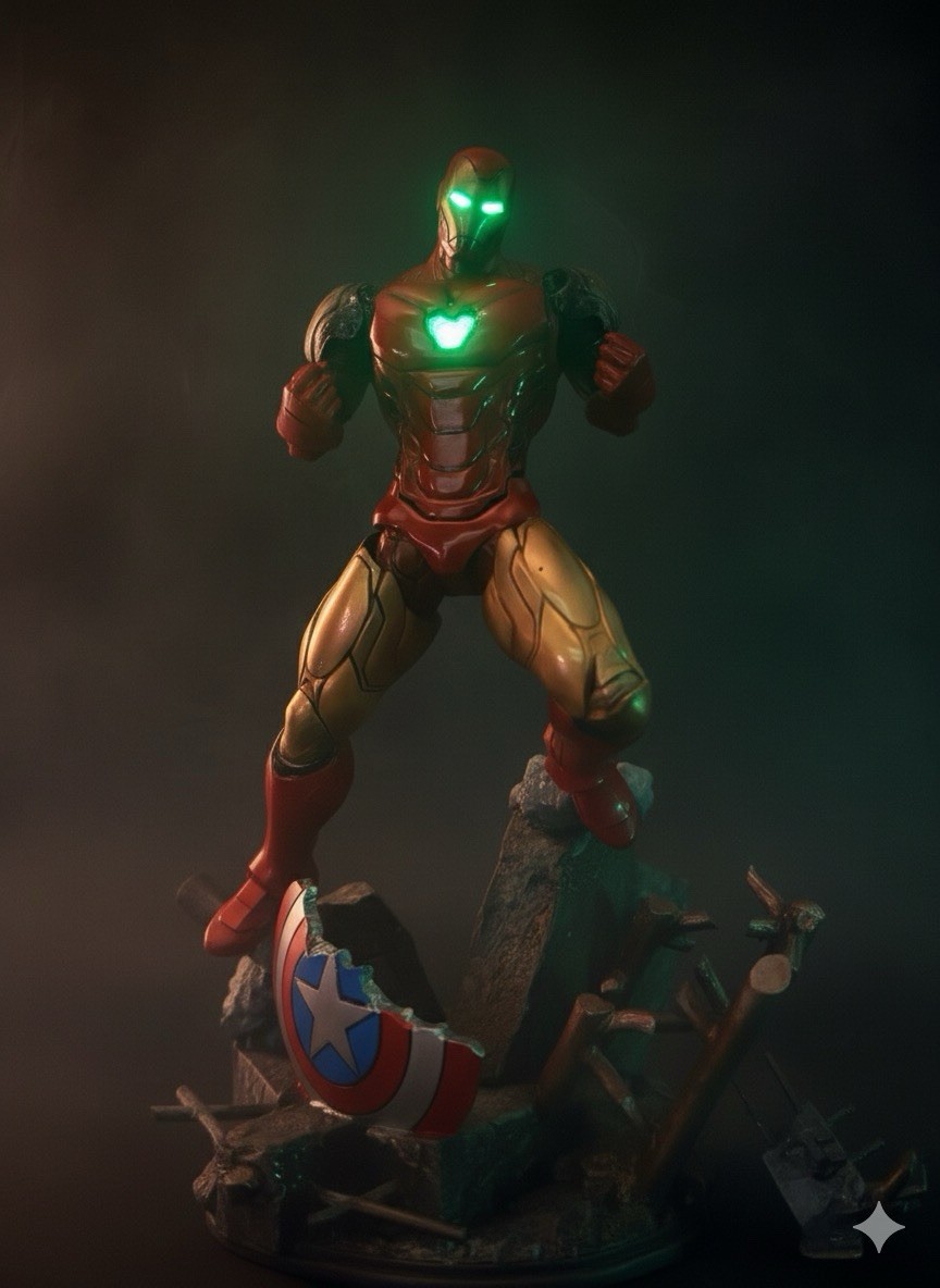 PREMIUM Handmade Iron Man Statue Resin Figure HQ Metallic Paint & GLOW IN THE DA