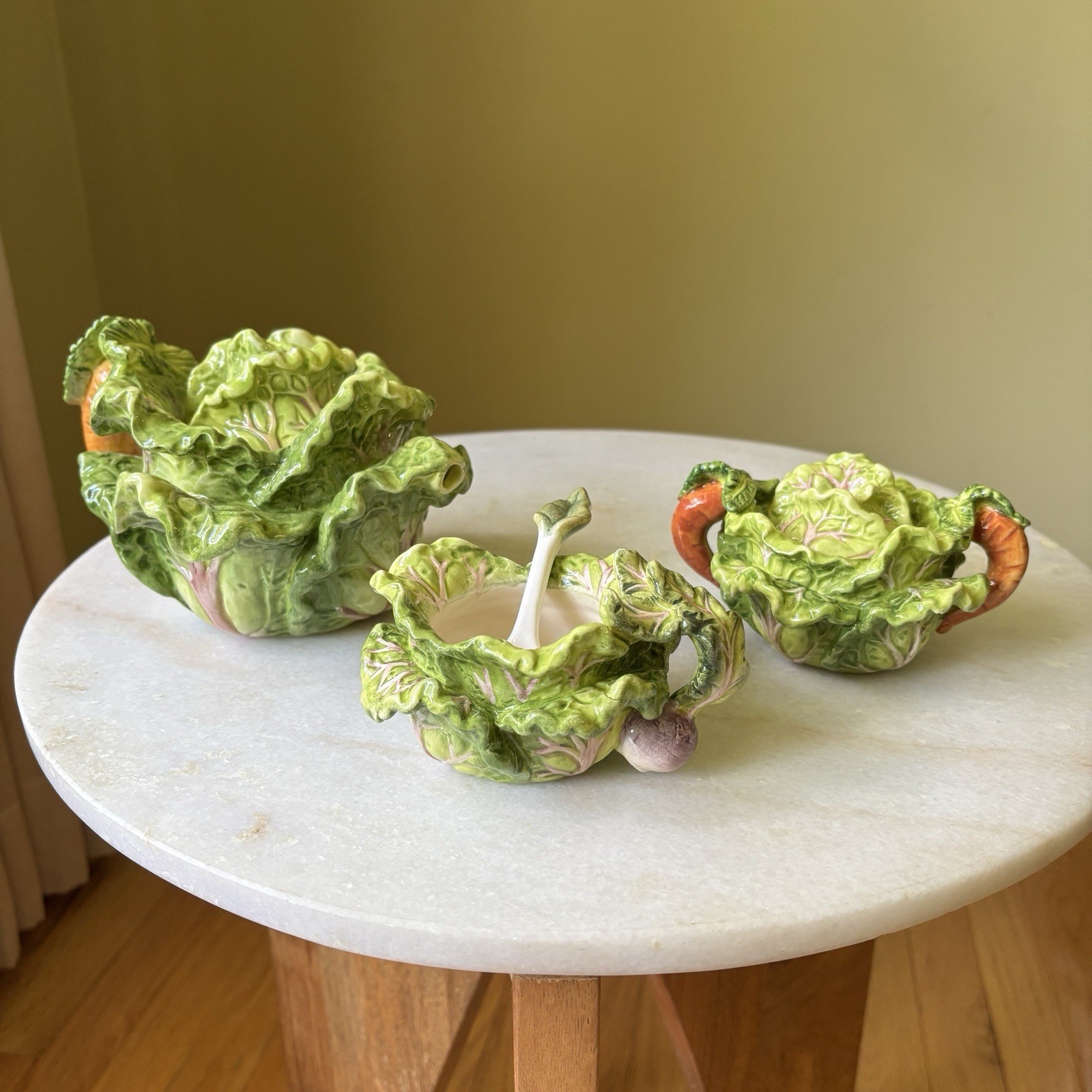 Vintage Kaldun And Bogle Tea Set Magolica Cabbage/Vegetable Ceramic Garden
