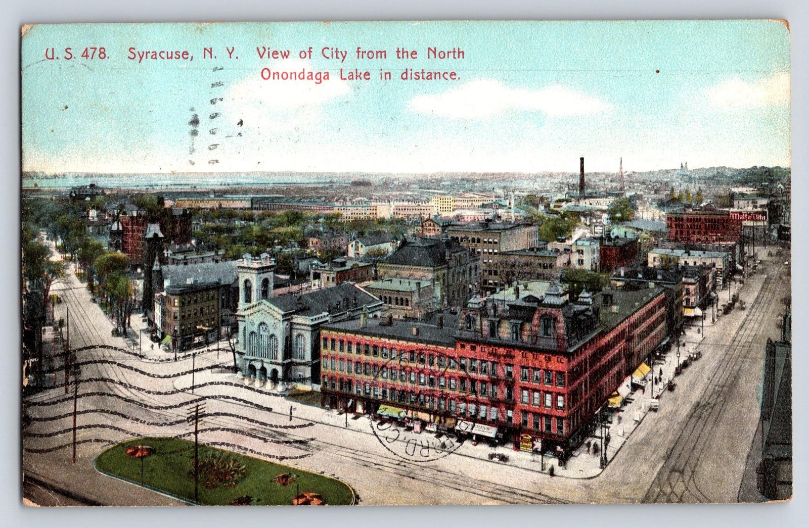 Vintage Syracuse N.Y. View From The North Litho Postcard Posted 5.5x3.5 1908