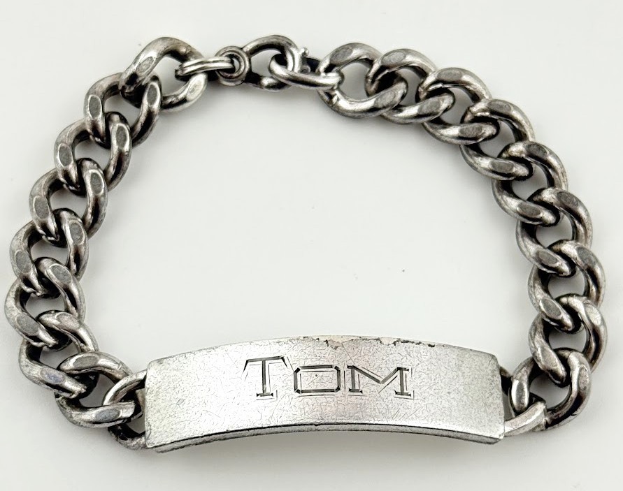 Forstner 925 Sterling Silver Mens Bracelet Name TOM Engraved Chain Link 8