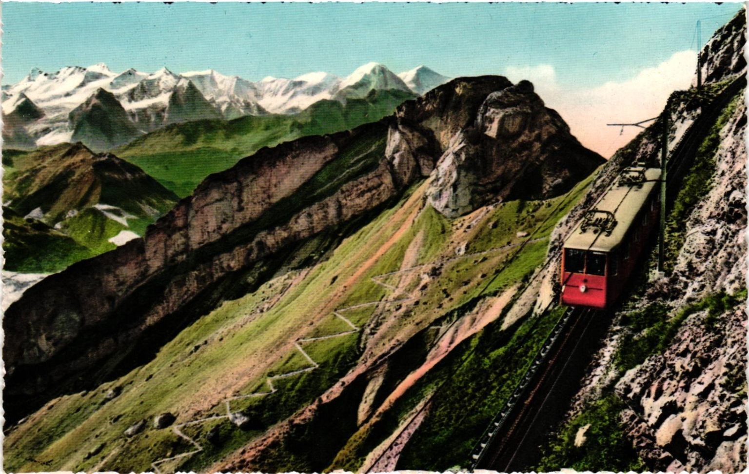 Vintage Pilatusbahn Cog Railway Switzerland Bernese Alps Postcard Zurich