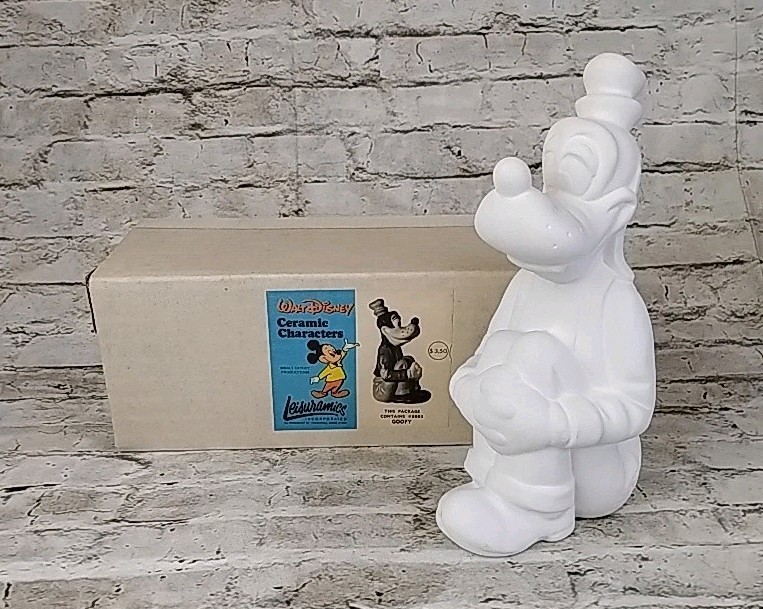 Vintage Walt Disney Hand Unpainted  Ceramic Goofy Dog Figurine  9” Tall *