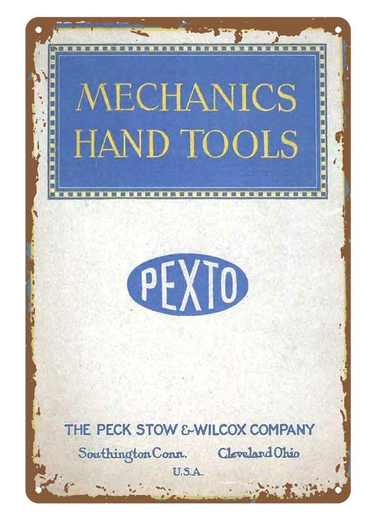 1920 Hand Tools Peck Stow Wilcox Company metal tin sign handyman woodwork 