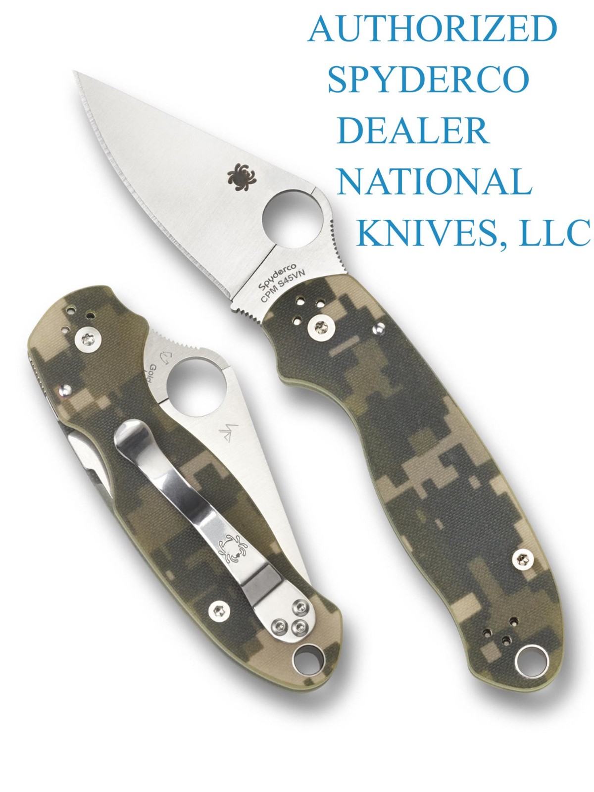 Spyderco Para 3 Folding Knife C223GPCMO Satin Plain Edge S45VN Blade Digi Camo