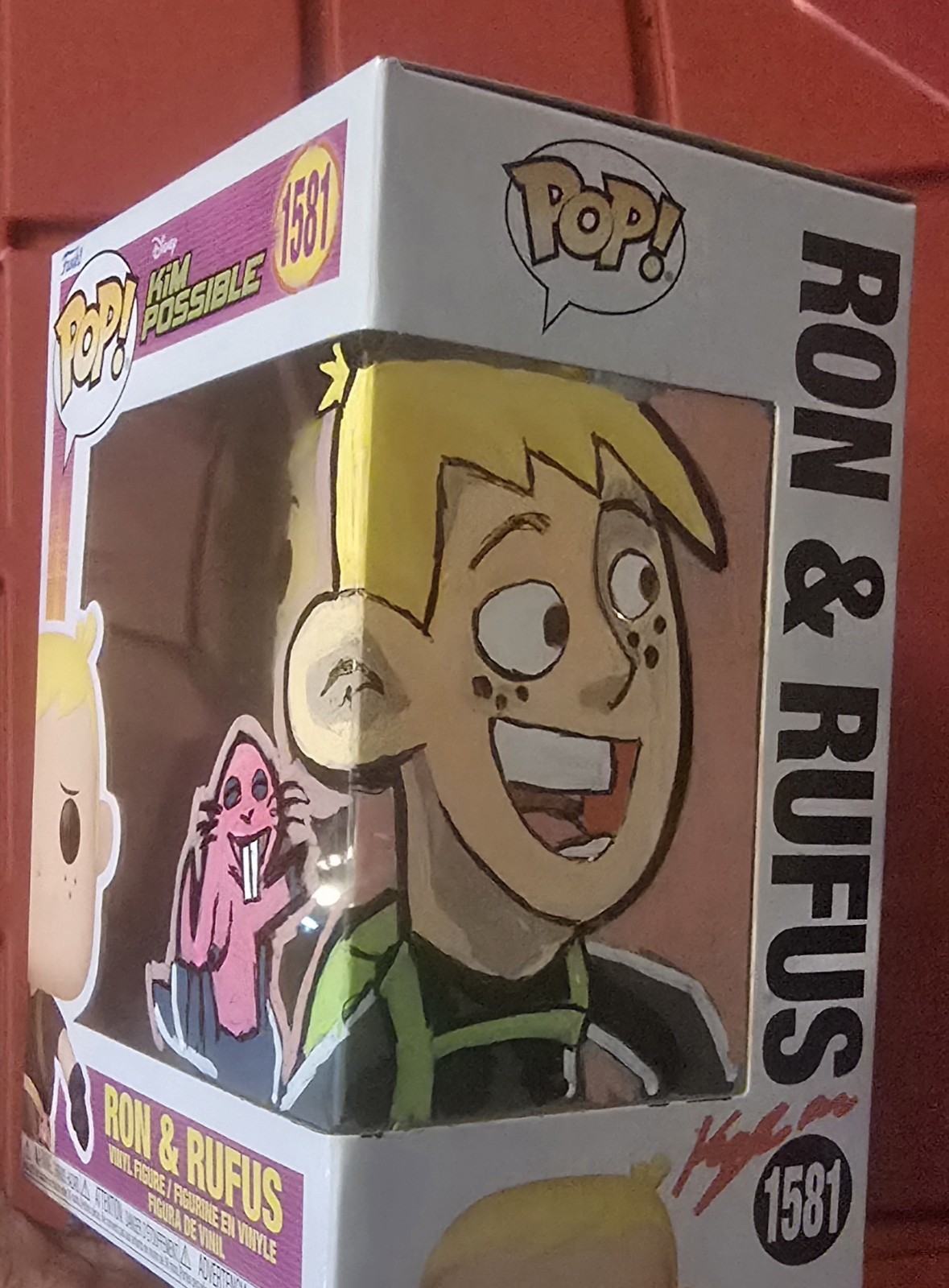 Ron Stoppable & Rufus Funko Pop #1581 Custom Hand-Drawn Box Art Kim Possible