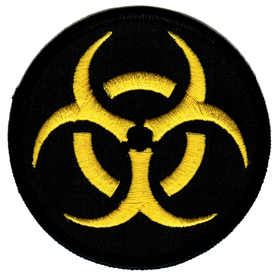 BIOHAZARD SYMBOL PATCH BLACK WARNING LOGO ZOMBIE APOCALYPSE embroidered iron-on BIOHAZARD SYMBOL PATCH BLACK WARNING LOGO ZOMBIE APOCALYPSE embroidered iron-on