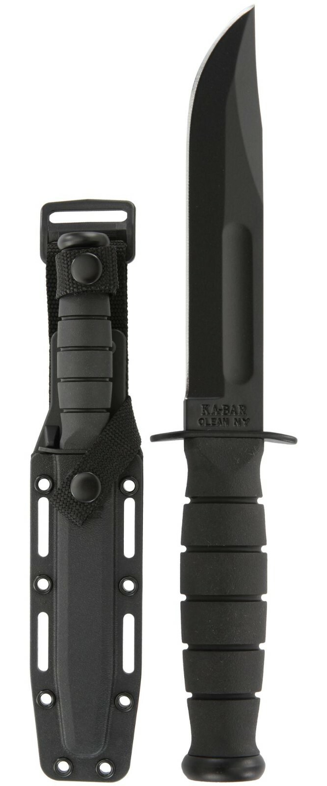 KA-BAR 1258 Short Black Kraton G Handle 1095 Cro-Van Blade w/ Sheath 