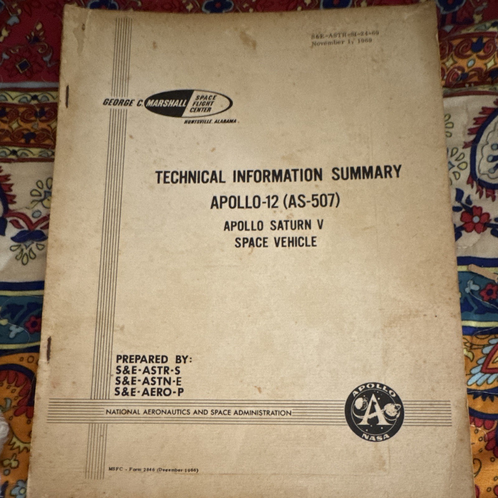 Vintage NASA Apollo 12 Technical Info Summary 1966
