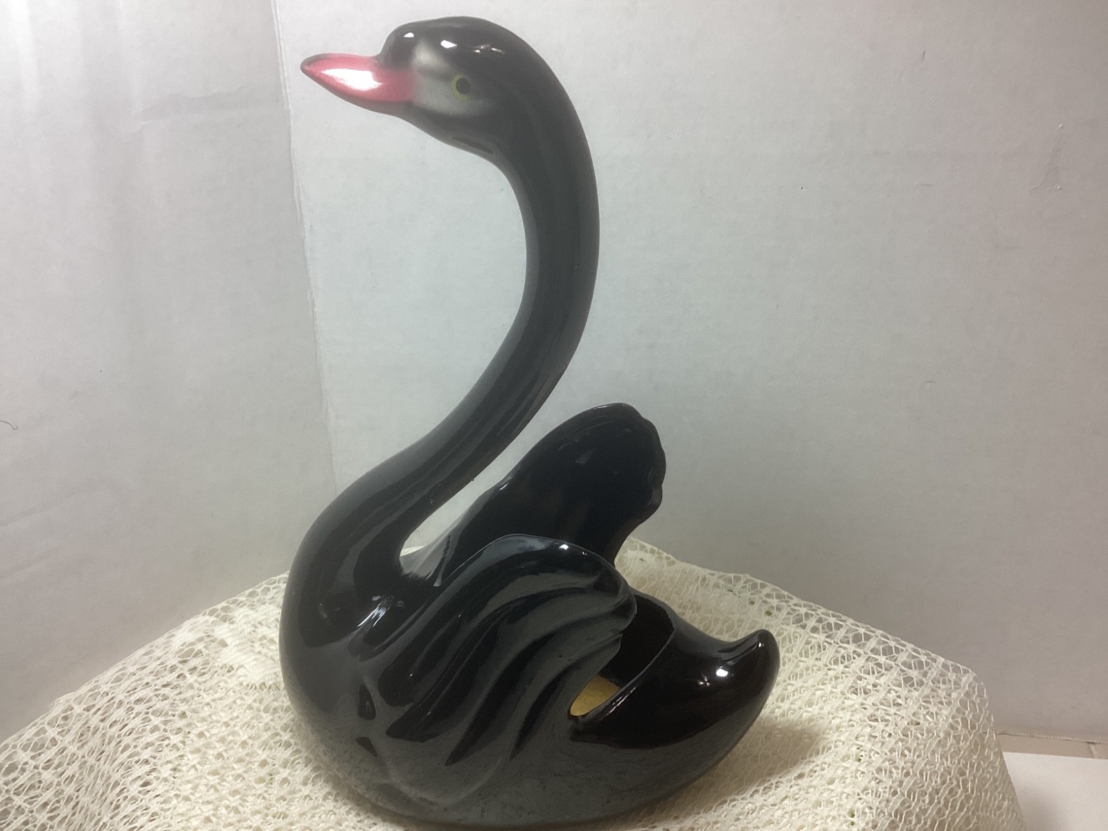 Vtg. Maddux Black Swan Planter Ceramic Calif. USA #510
