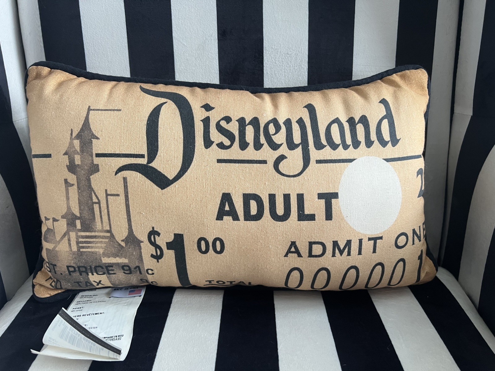 Disneyland 60th Anniversary Diamond Event E-Ticket Pillow Double-Sided RARE  