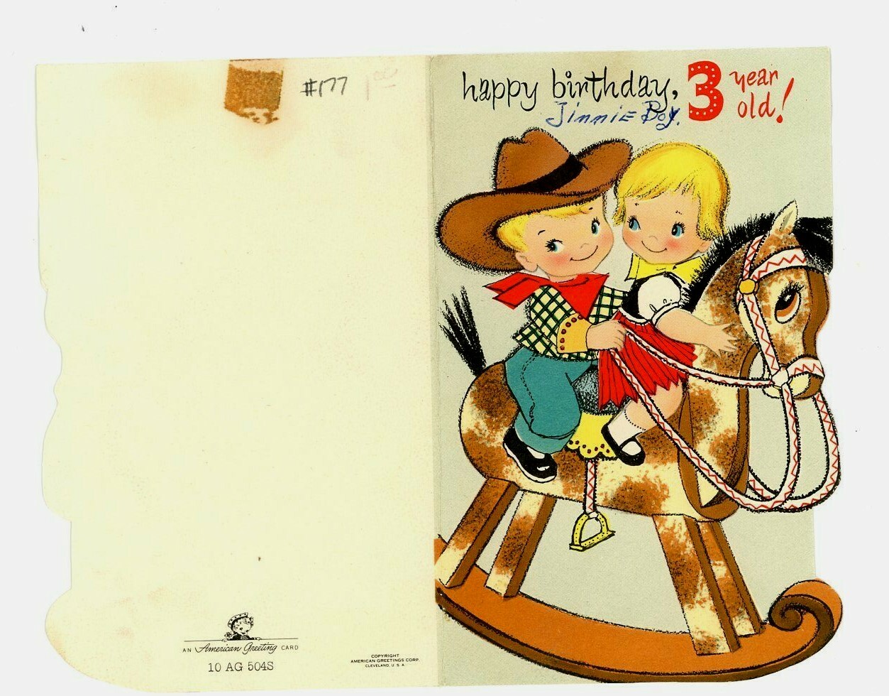 1958 Cute Kids Wooden Rocking Horse Birthday Card Happy American Greetings Used 1958 Cute Kids Wooden Rocking Horse Birthday Card Happy American Greetings Used