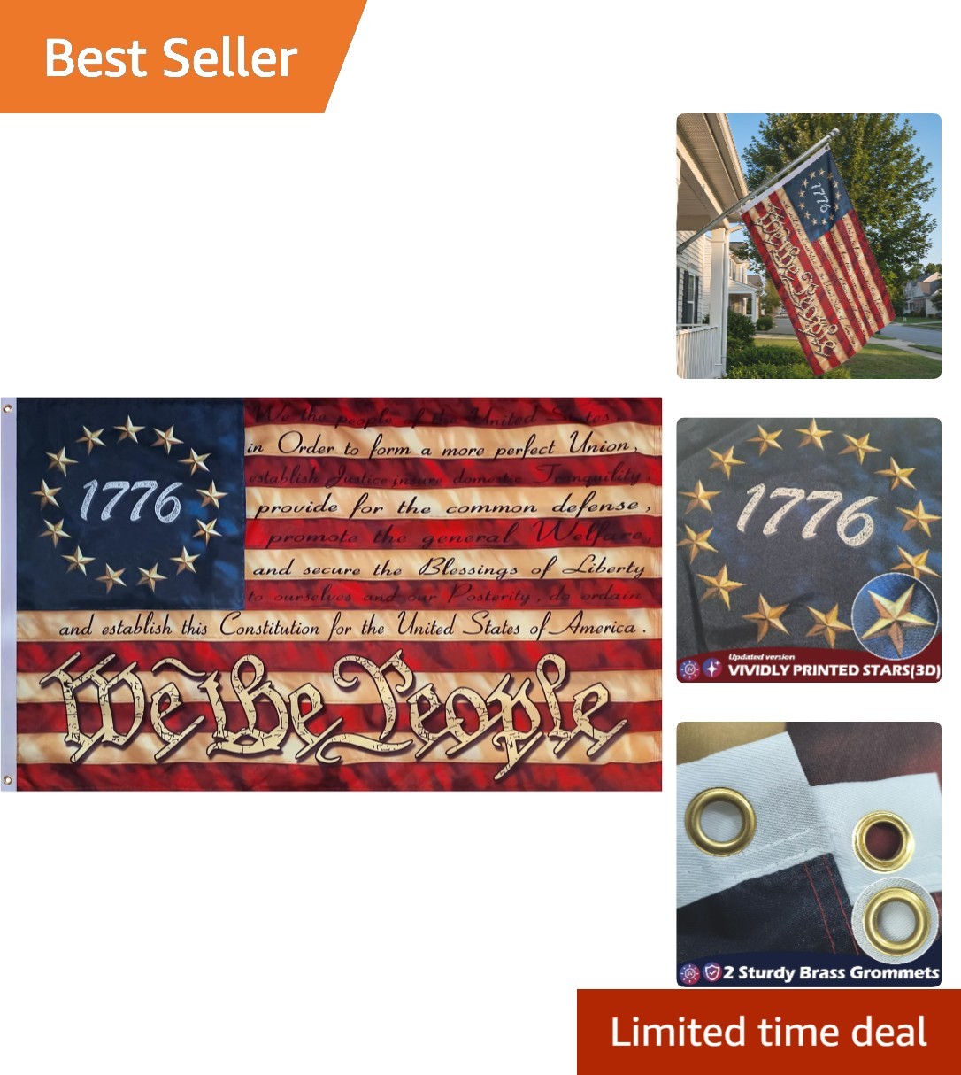 Antique Tea Stained Betsy Ross Flag - Let Freedom Fly This 250th Anniversary