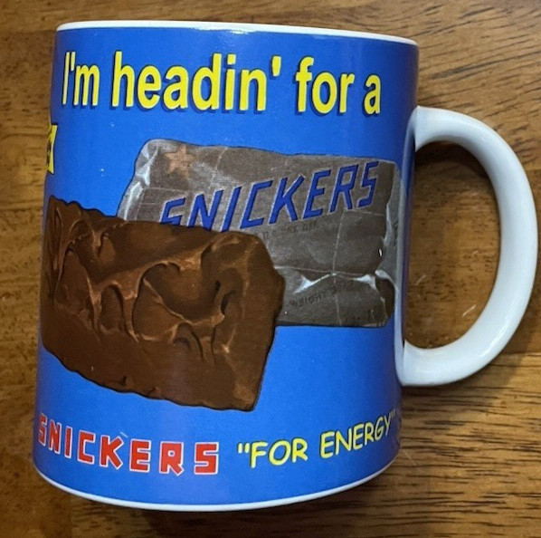 Vintage style Snickers coffee mug cowboy horse 2003 Mars Galerie au Chocolat