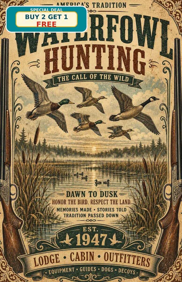 Remington Duck Hunting Tin Sign Vintage Wildlife Cabin Metal Wall Decor