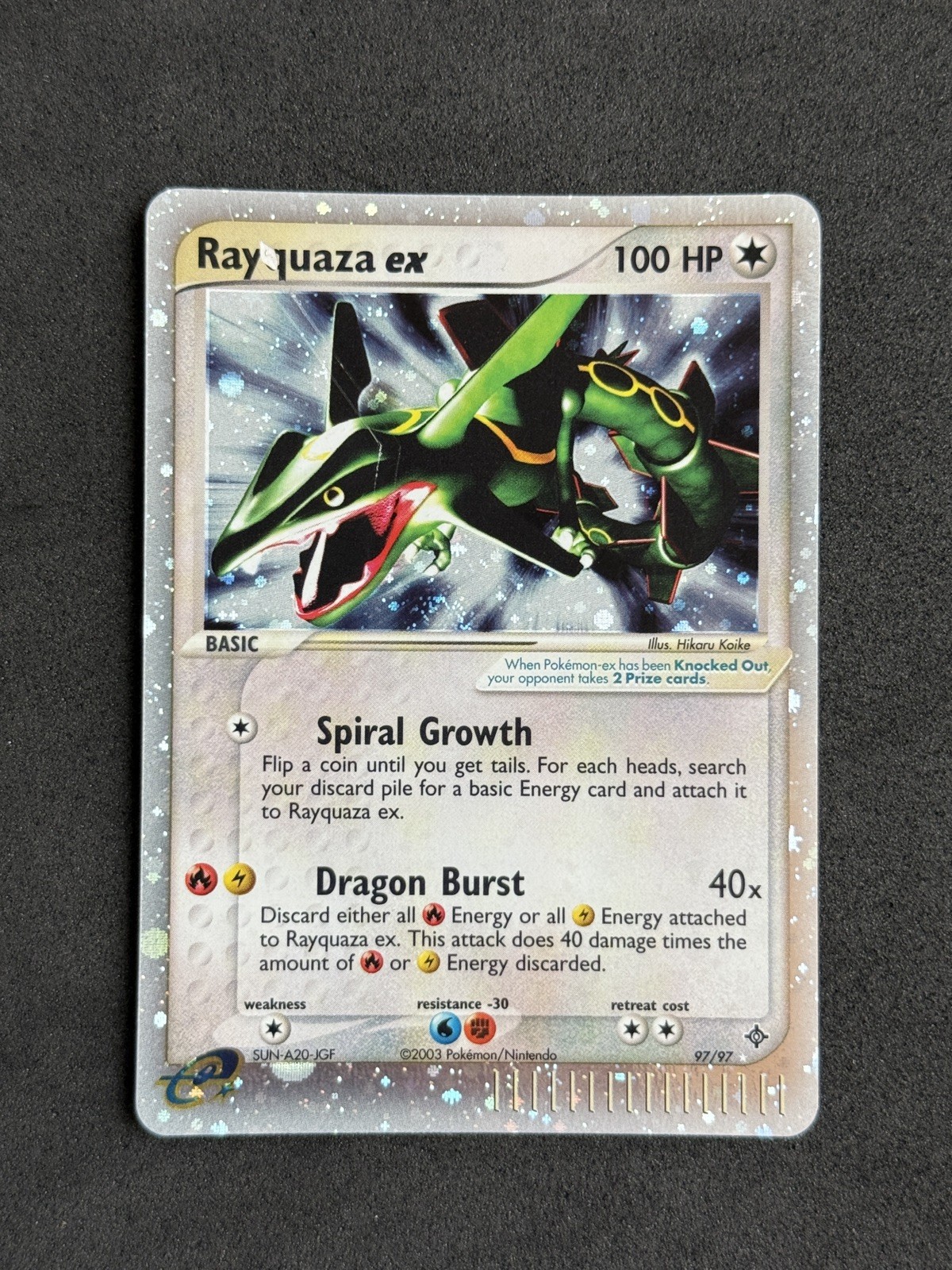 Rayquaza ex 97/97 EX Dragon 2003 Holo Rare Pokémon Card TCG (DMG)