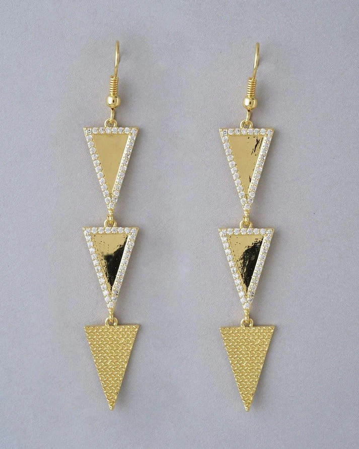 Long Arrow Wire Earrings in 14K Yellow Gold Over with Pave Diamond For Women\'s
