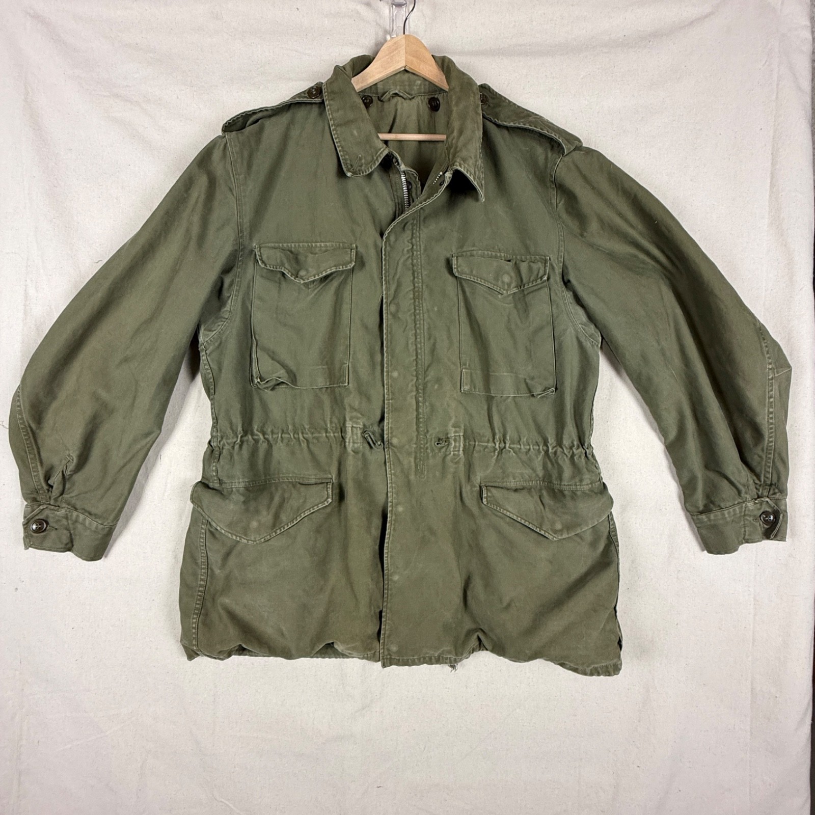 1953 US Army M-1951 Fishtail Field Jacket Men Large Long Olive Green Cohen Fein