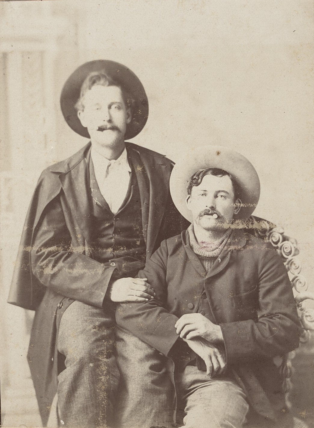 c. 1880's Two Affectionate Cowboys Cabinet Photograph