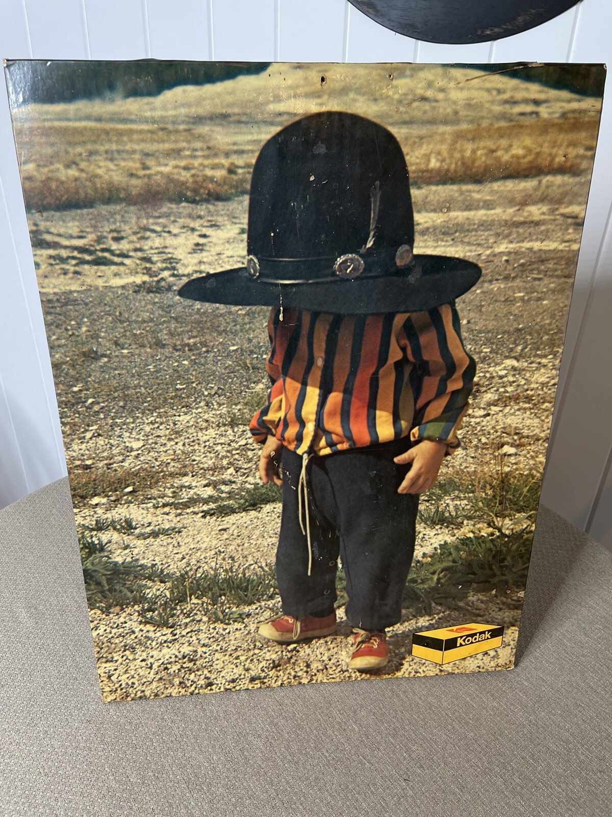 Vtg 1970's Kodak Advertising Film Store Display Ad Boy With Cowboy Hat 24”x 18”