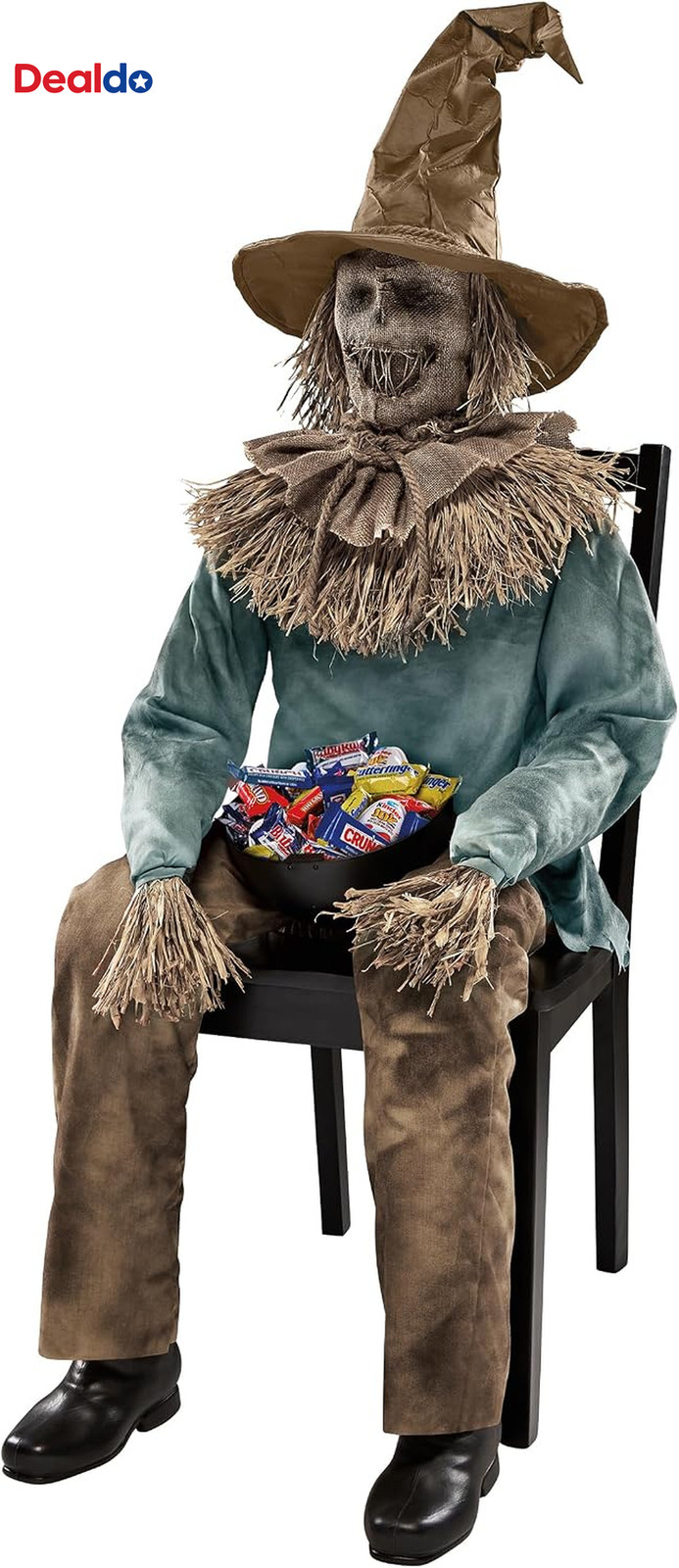 4 Ft 6 in Scary Sitting Scarecrow Animatronic, Multicolor 4 Ft 6 in Scary Sitting Scarecrow Animatronic, Multicolor