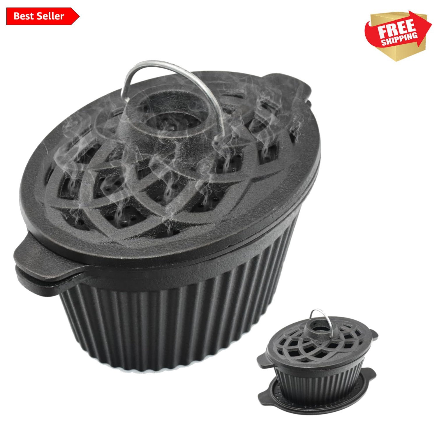 Versatile 1.4 Qt Cast Iron Humidifier & Steamer for Cozy Fireplace Environments