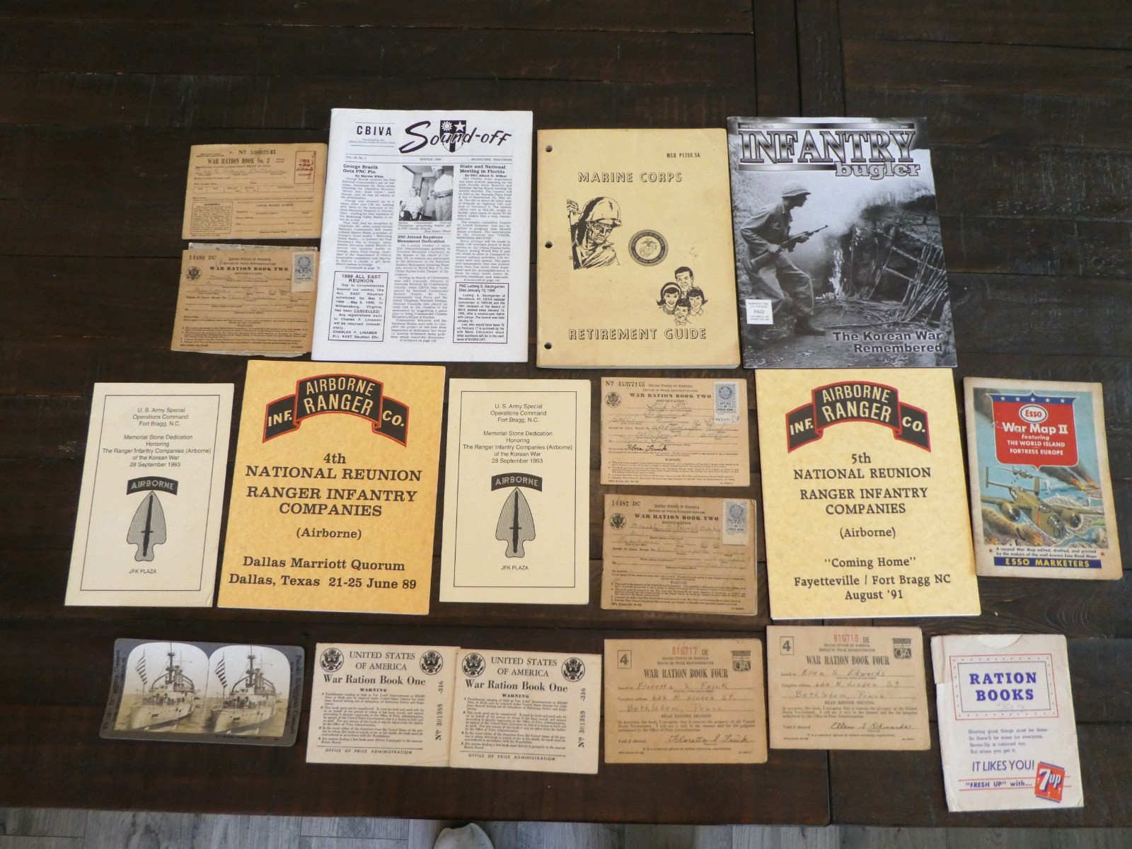 US Military Documents Magazine WWII Esso Map War Rations USS Battleship Kentucky