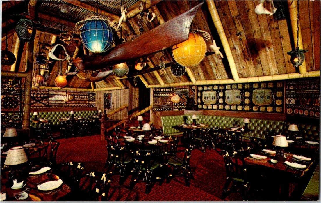 Vintage TRADER VIC\'S Lanai Room Boston Statler Hilton Hotel Tiki Bar Postcard Vintage TRADER VIC\'S Lanai Room Boston Statler Hilton Hotel Tiki Bar Postcard