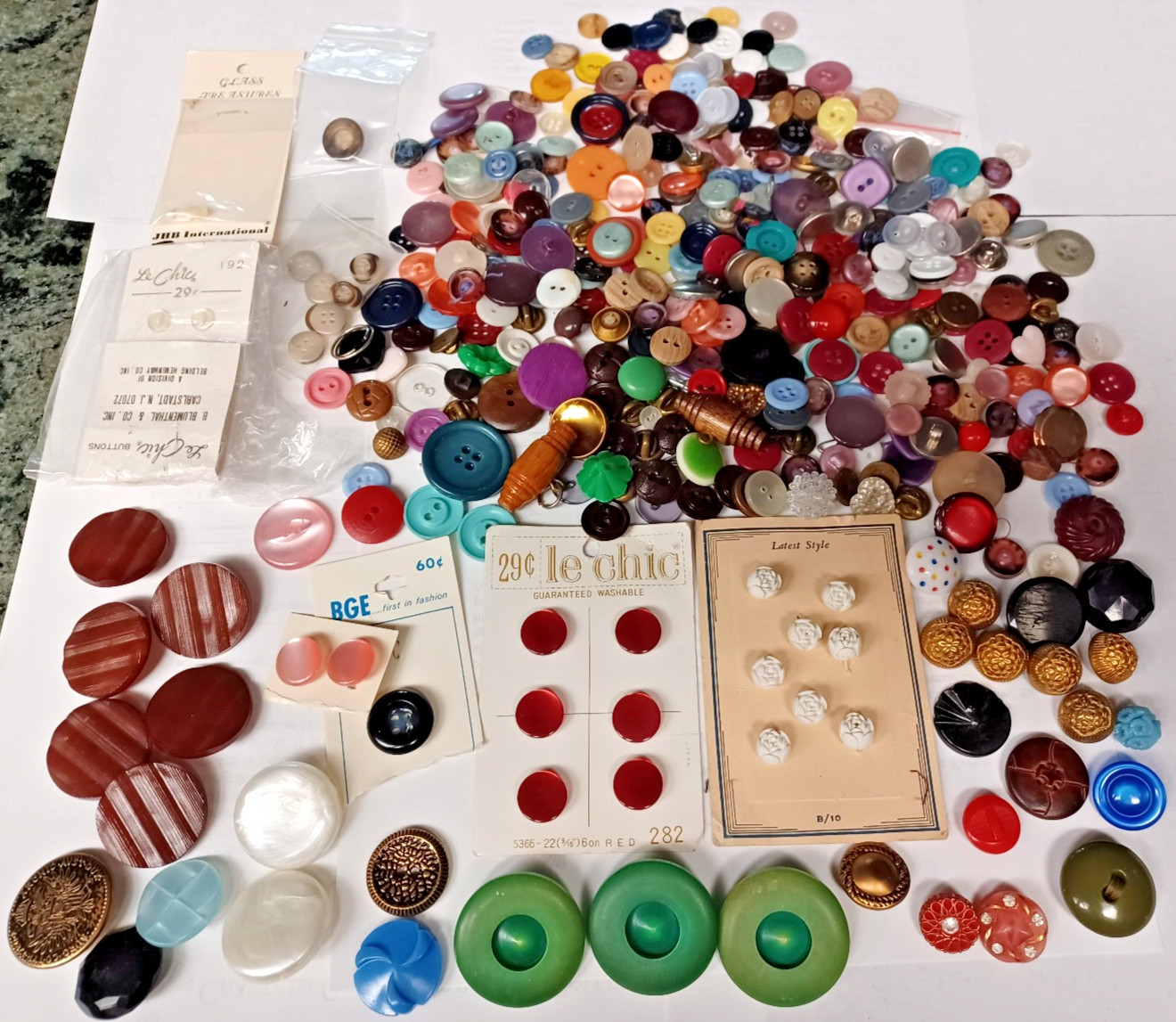 Vtg + Antique Button Lot MCM private collection hundreds of buttons le chic +