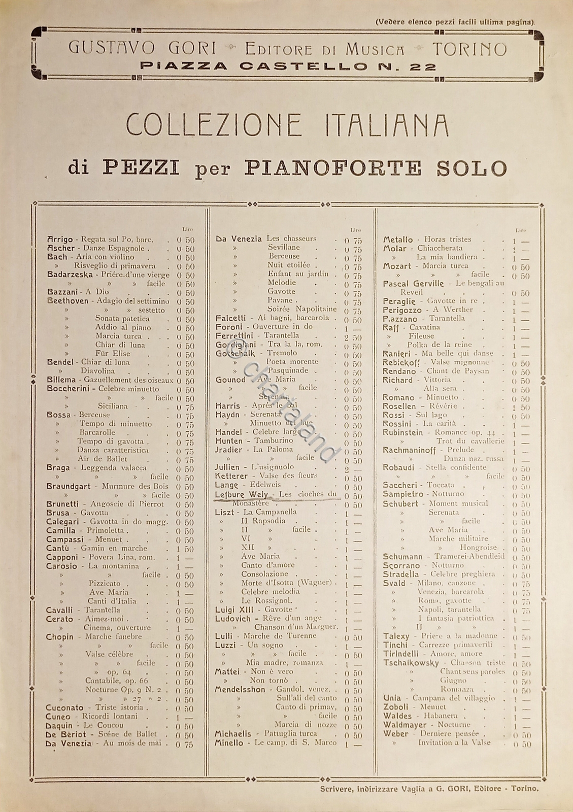Sheet music - Les Cloches du Monastère - Nocturne for piano and solo by Lefèbur Wély