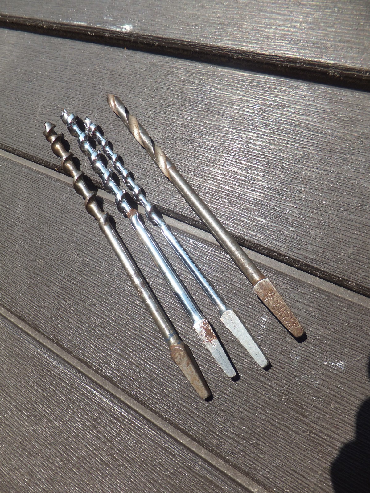 4 Vintage Brace Bit Auger Drill - Craftsman 7/16, 5, Other, & Wards Master 5/16\