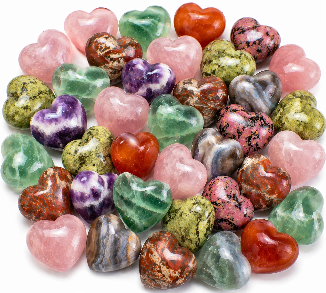 10KG (22 lb) Mixed Crystal 3D Heart Bulk Lot - Heart Shaped Crystal & Minerals