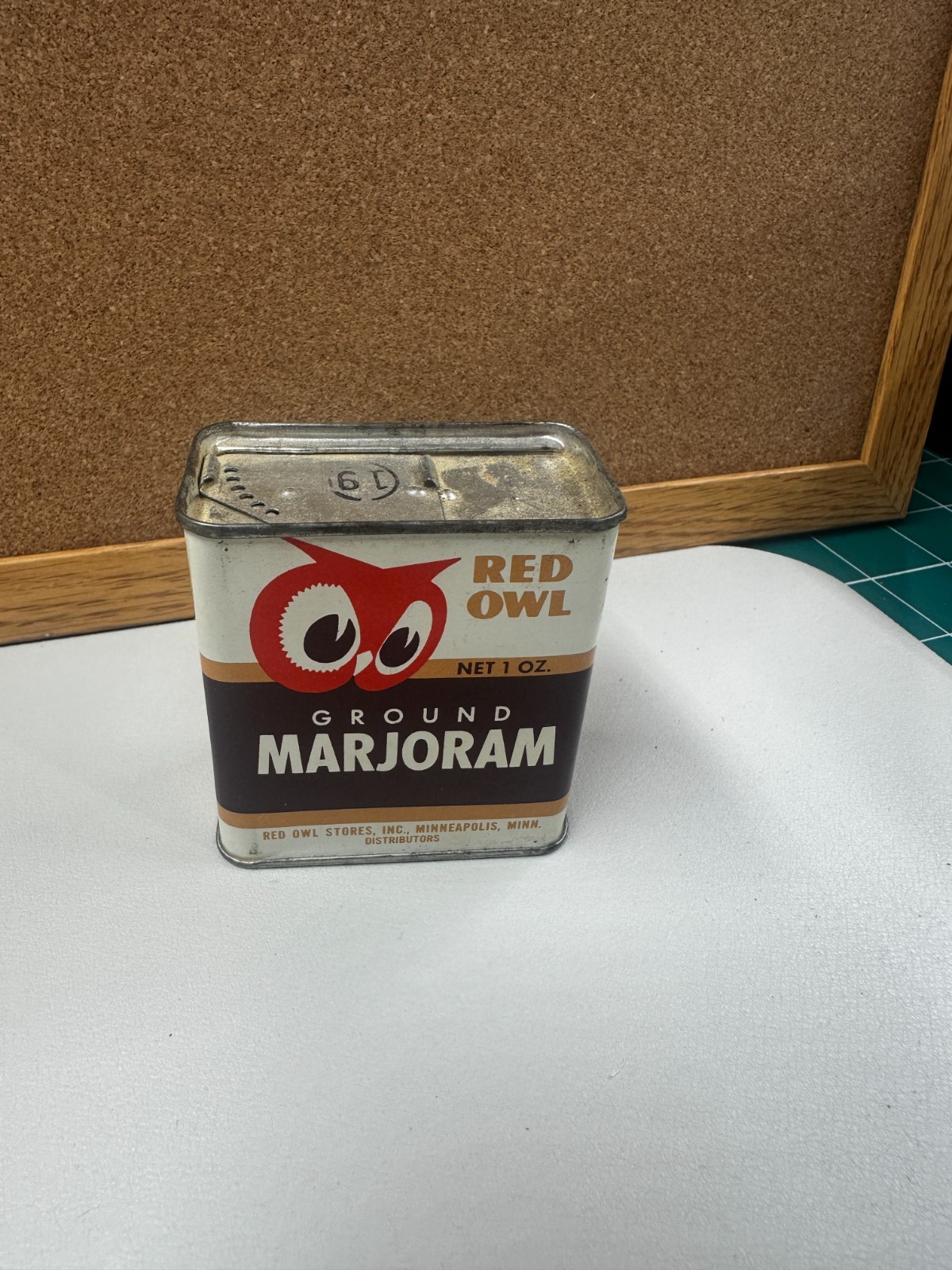 Vintage 1948 Red Owl Ground Marjoram Metal Spice Tin – 1 oz Minneapolis, MN
