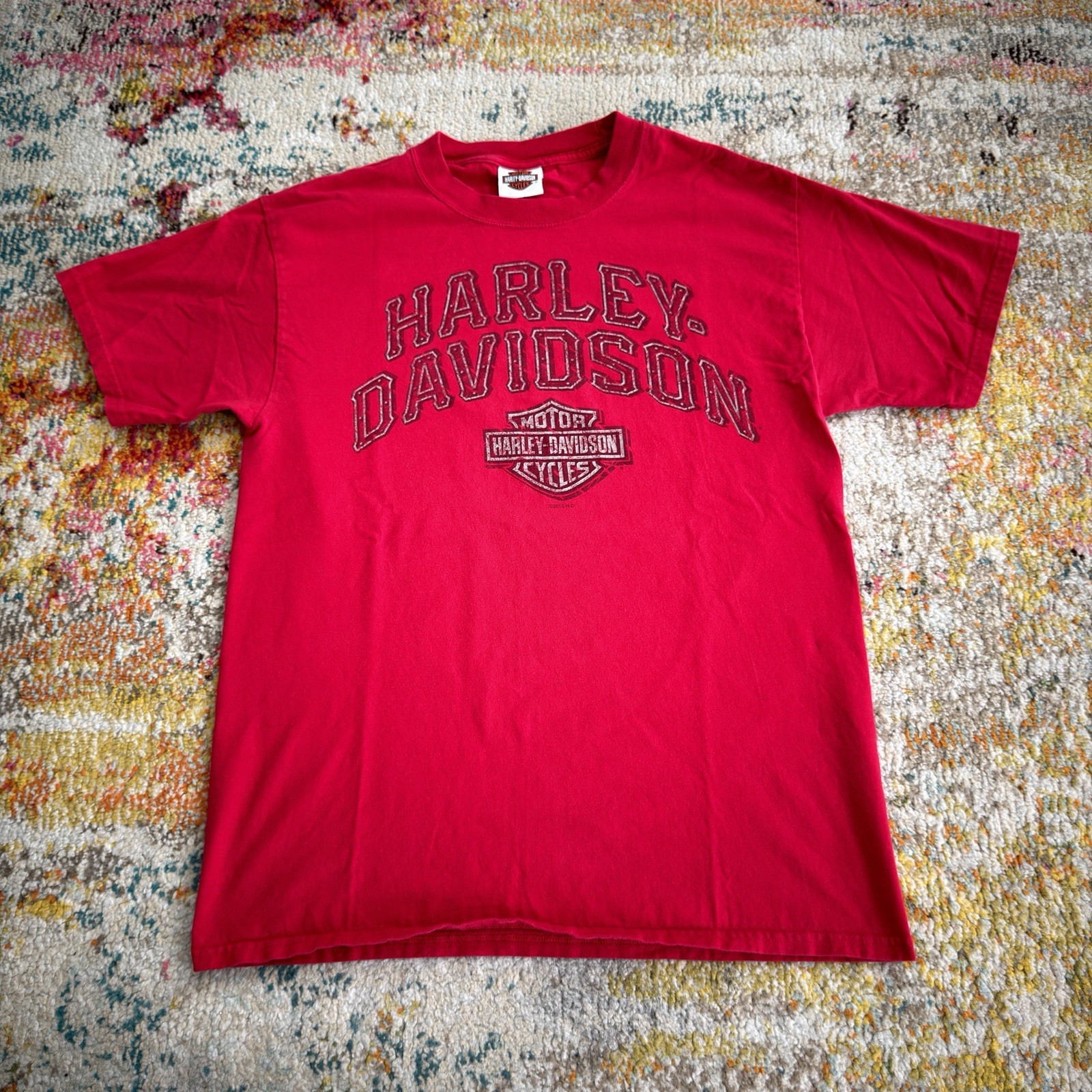 2015 Harley-Davidson T-Shirt Mens Large Red A.D. Farrow Co. Columbus OH